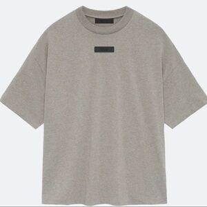 Fear of God Essentials S/S T-shirt with black logo patch in heather grey